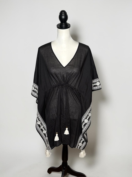 Tory Burch Other - Tory Burch Ravena Beach Caftan Tunic Cover Up Black Swim 46404 Size M/L